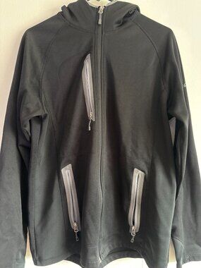 Eddie Bauer Softshell Jacket Hoodie Black Full Zip Performance Jacket Mens Mediu